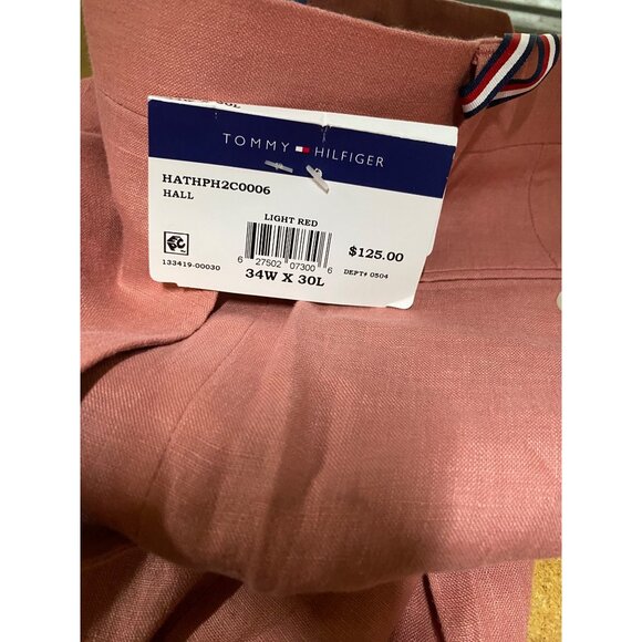 Tommy Hilfiger Mens Modern Fit Pure Linen Comfortable Pants Red Size 34x30 NWT - Picture 4 of 5